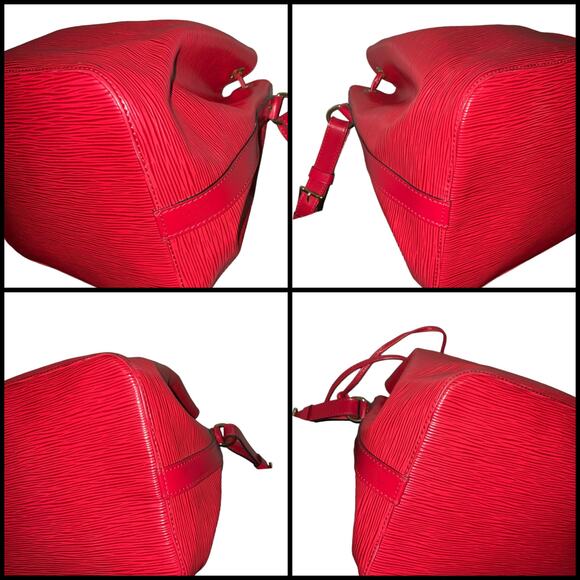 Vintage LOUIS VUITTON EPI LEATHER NOE PM Red Bucket Drawstring Shoulder Bag - Picture 5 of 15